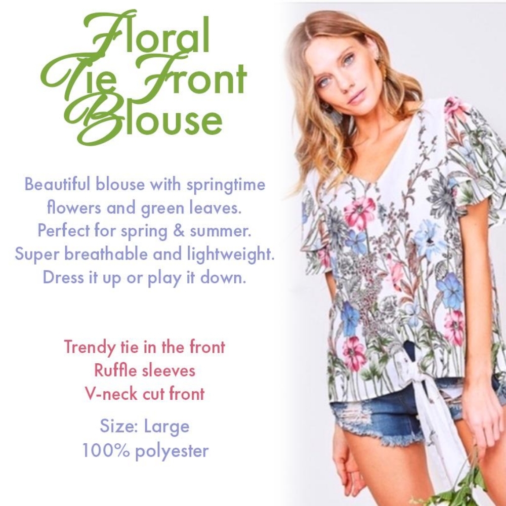 Floral Tie Front Blouse